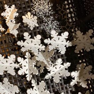 Vintage wood and metal Snowflake Ornament lot